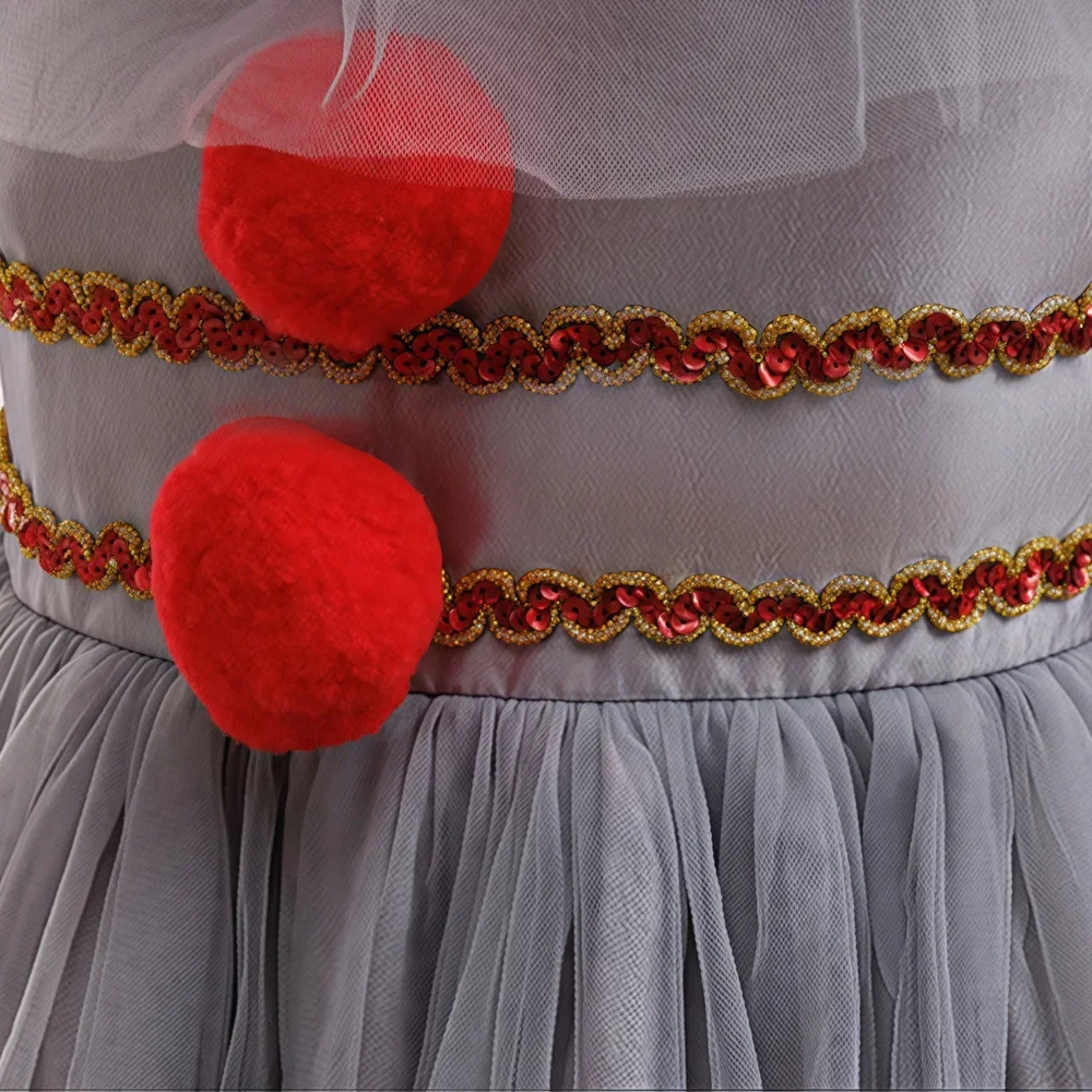 Mädchen Tutu-Kleid Halloween Cosplay Kostüm Grauer Joker Mädchen Gruseliger Clown Kostüm Karneval Party Verkleidung – Detail 10