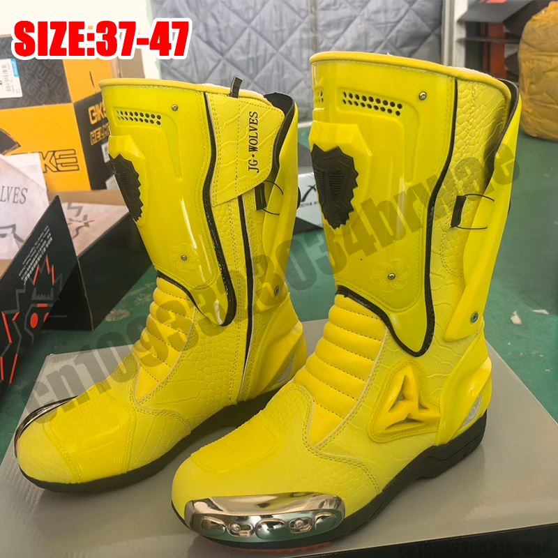 

Men Motorcycle Boots Anti-slip Motorcyclist Shoes Adventure Touring Leather Motocross Bike Boots Motorcycle Accessories 36-47