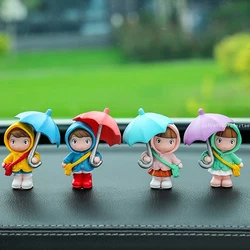 1pcs Cute Umbrella Couple Car Interior Decoration Action Figures Auto Rearview Mirror Dashboard Ornaments For Car Accessories