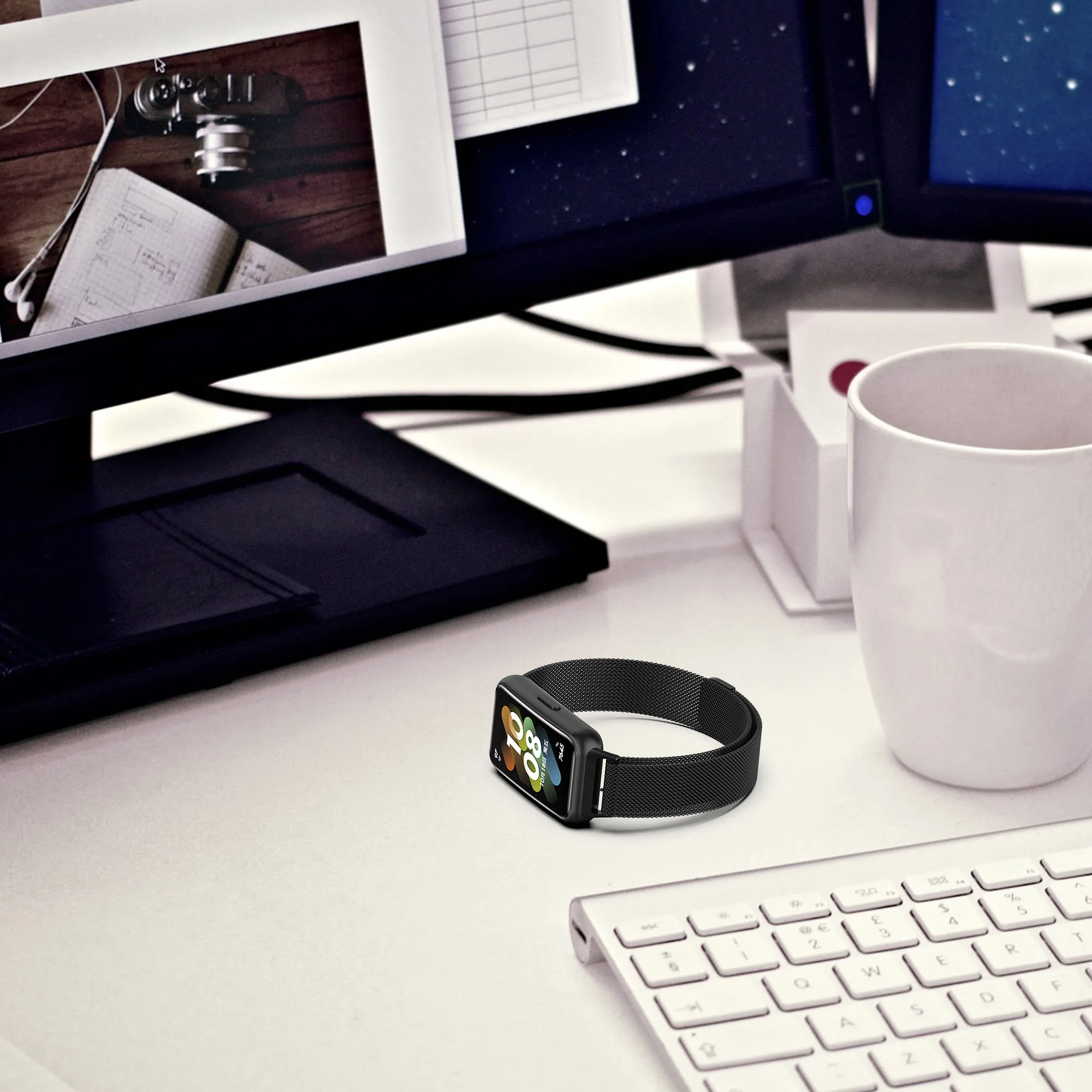 Correa de reloj de acero inoxidable de bucle magnético para Huawei Band 7, pulsera de repuesto