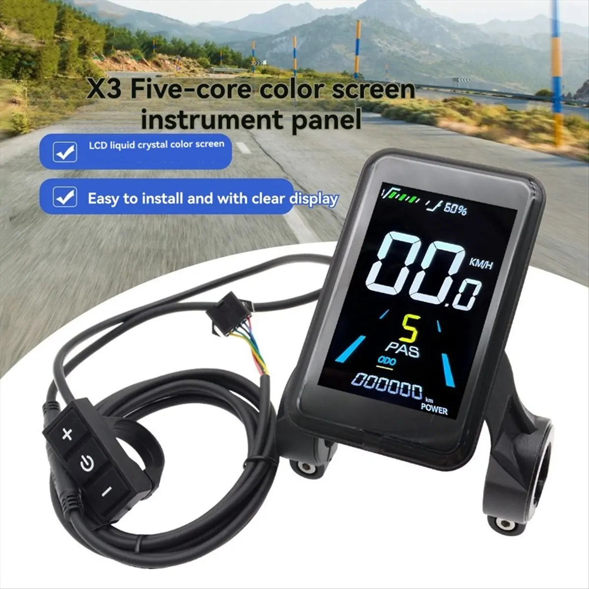 

Интеллектуальный дисплей для электрического велосипеда X3, 24 В, 36 В, 48 В, цветной ЖК-дисплей, 5-контактный разъем SM