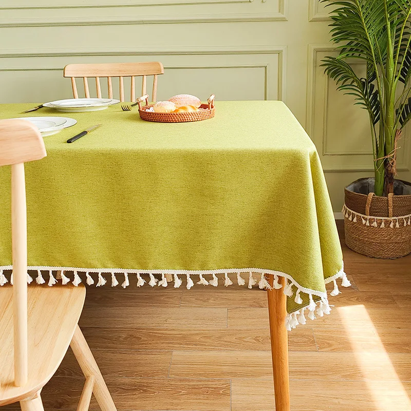 Tassels Stitching Cotton Linen Tablecloth for Wedding Home Party Dining Banquet Decoration Table Cover Bawełniany obrus lniany