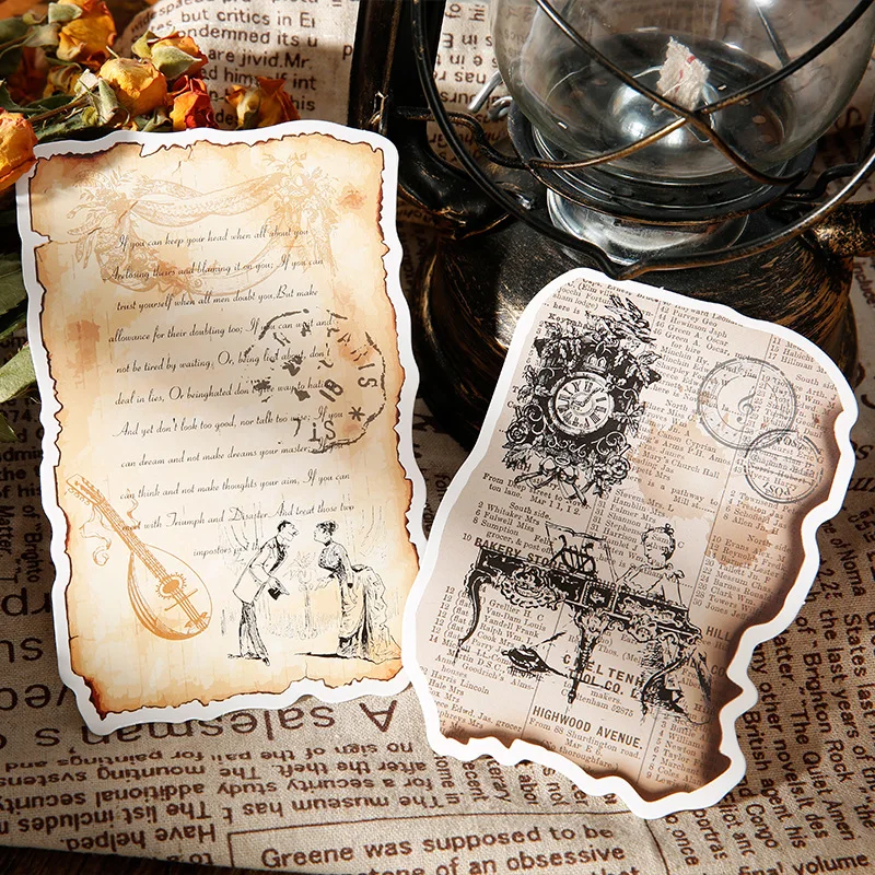 30Sheets Burning Paper Postcard Junk Journal Diary Planner Scrapbooking Decorative Paper DIY Craft Collage Photo Album Card