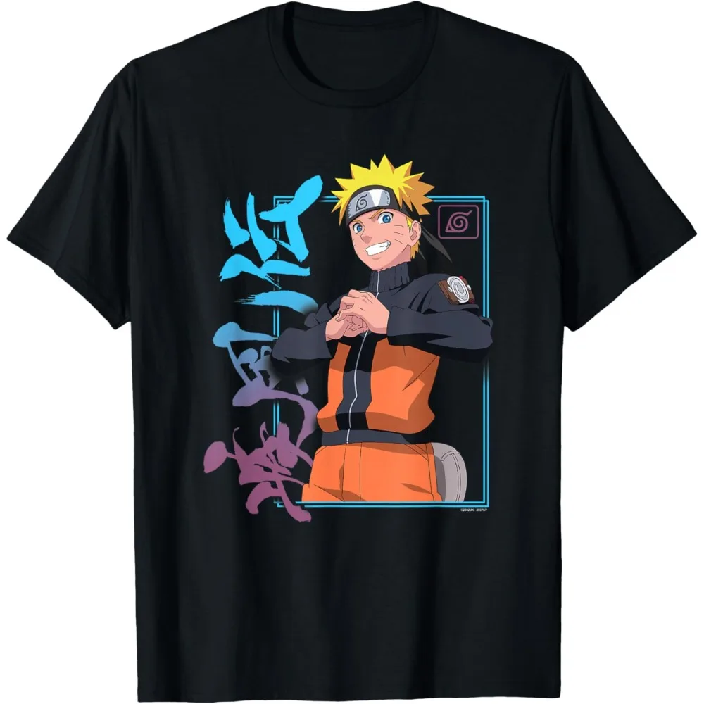 Camiseta de Algodón con el Logo del Equipo Naruto de Naruto Shippuden, Camiseta de Anime Neutral con Estampado de Naruto para Verano