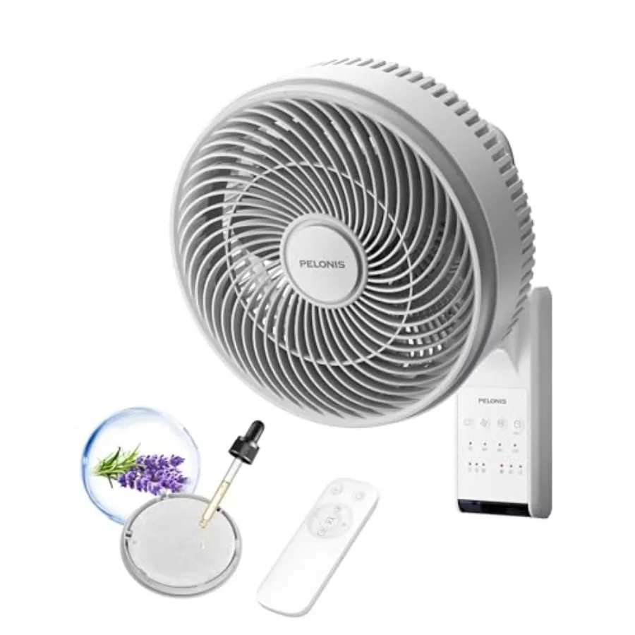 

14 inch Wall Mount Fan with Remote Control, Osicllating Fan with 26Feet Powerful Airflow, 3 Speed and 3 Modes, Auto 90° Horizon