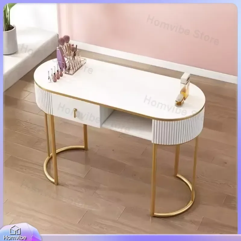 Modern Nail Art Table with Anti-Acetone Surface Metal Frame Salon Desk for Manicure Pedicure Beauty Station Storage Organizer
