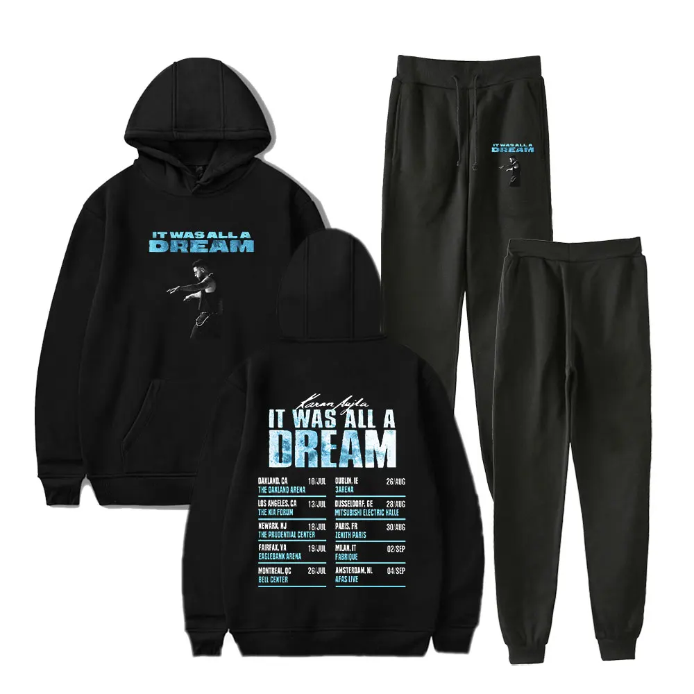 

Karan Aujla It was All A Dream Tour 2025 Merch Hoodie Suit Pocket Drawstring Hoodie Streetwear Man/Woman 2 Pieces Sets
