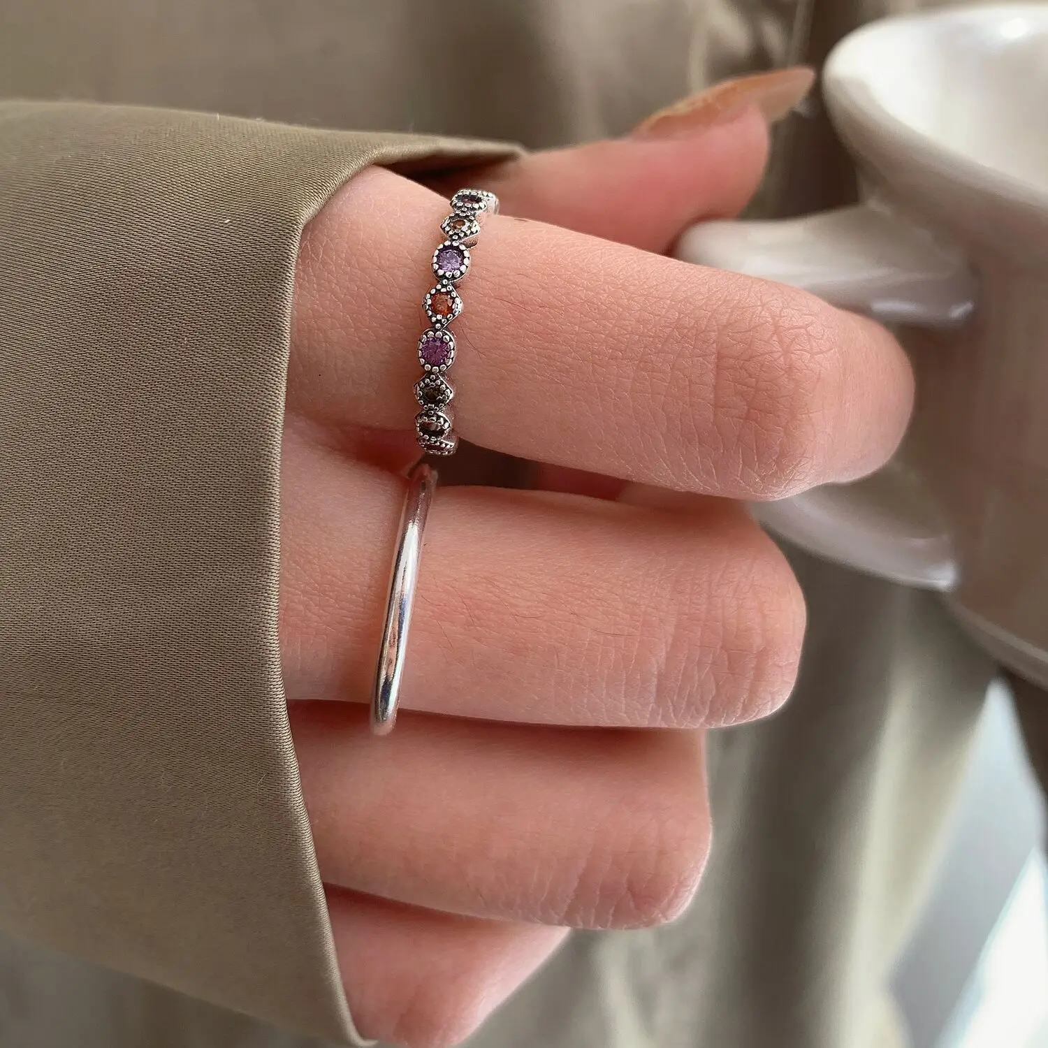 New in 925 Sterling Silver Round Zircon Open Rings For Women Engagement Luxury Fine Jewelry Wholesale  GaaBou