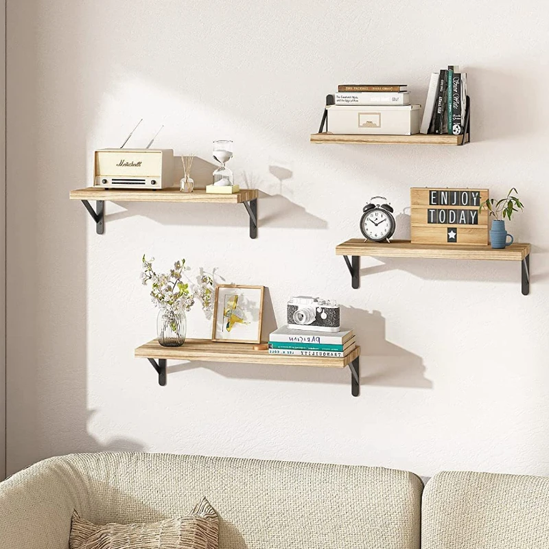 

Плавающая полка из цельного дерева в американском стиле, экономия места, настенный органайзер для хранения в прихожей в гостиной, стеллаж для выставки товаров в деревенском стиле