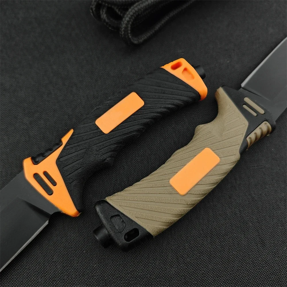 New tactical Military Straight Knife 8Cr13Mov Fixed Blade Rubber and Plastic Handle with Sheath EDC Outdoor Tactical Survival To