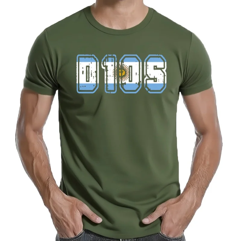 Ropa de calle D10S Maradona camiseta Argentina alfabeto gráfico manga corta que parece-Bobo camisetas de algodão ropa