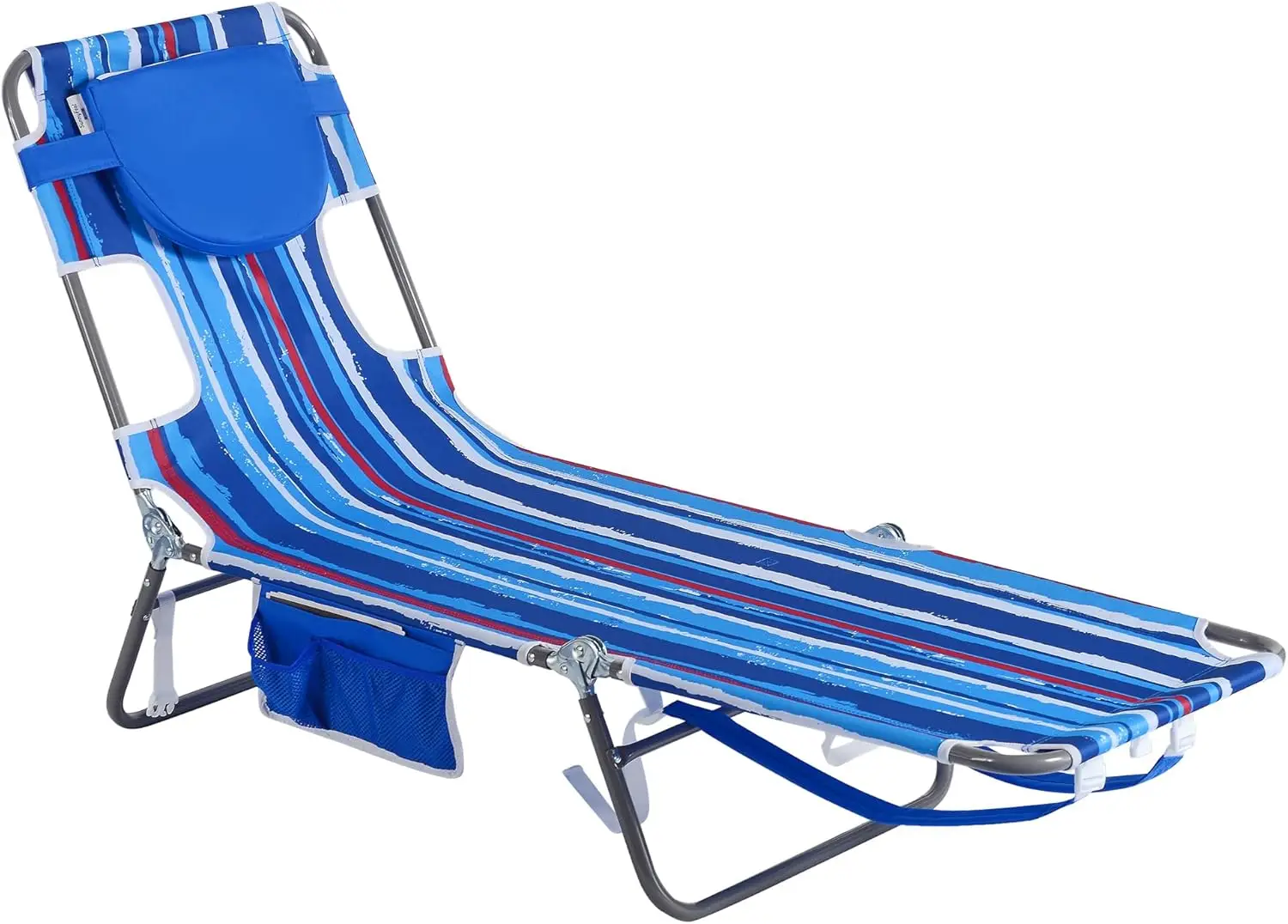 

Portable Reclining Beach Chair with Backpack Straps, Lay Flat for Tanning, Folding Camp Cot for Outdoor Picnic Lawn