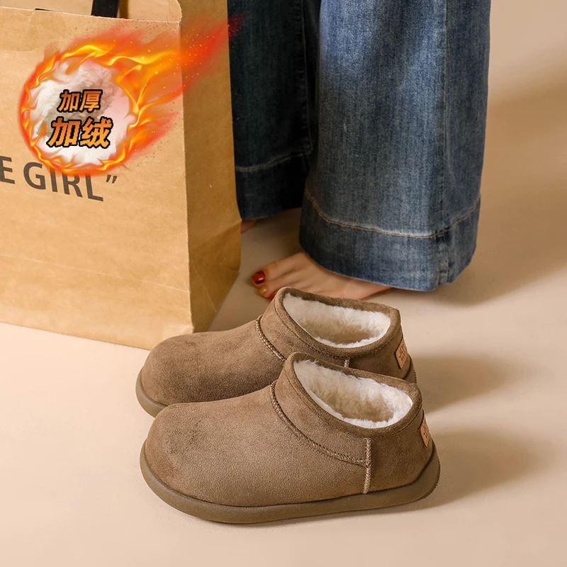 

CRLAYDK Winter Boots for Women Snow Suede Slip On Booties Faux Fur Lined Warm Ladies Walking Outdoor Flat Shoes Short Botas