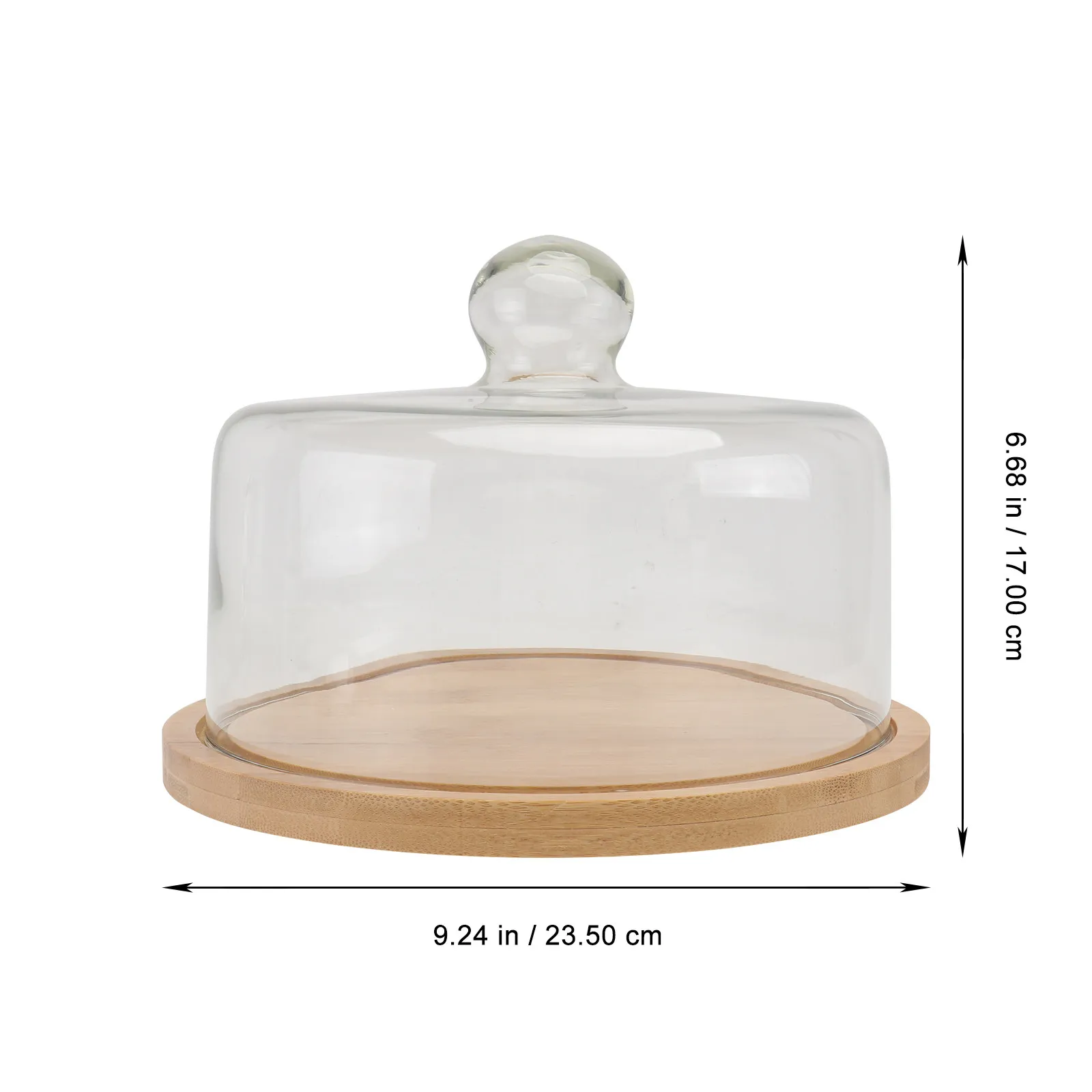 1Set Rotating Cake Plate Glass Cover Bamboo Wood Tray Food Cover Dustproof Dessert Bread Snack Food Glass Tray for Birthday