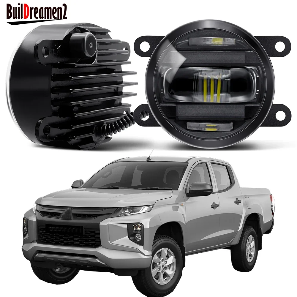 2IN1 30W Aluminum LED Fog Light with DRL For Mitsubishi Strada Triton 2005-2018 8000LM Car Front Bumper Fog Daytime Running Lamp