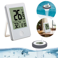 Wireless Floating Thermometer IPX8 Waterproof Easy Read Digital Pool Thermometer with Outdoor/Indoor Temperature Monitor