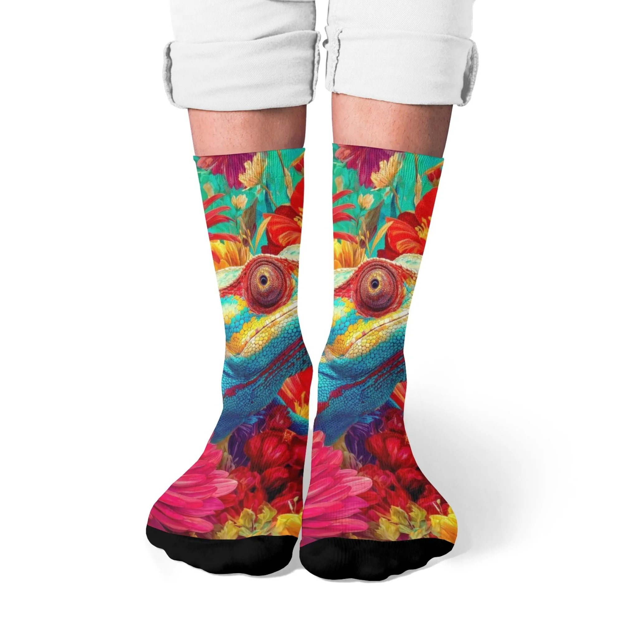 Художественные красочные носки-хамелеоны с цветочным рисунком и винтажными тонами, эластичные мягкие унисекс для повседневной повседневной носки