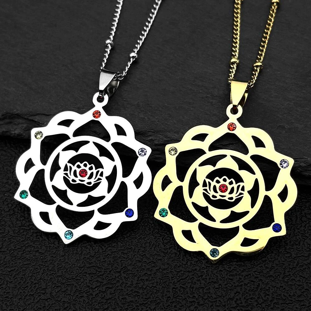 7 Chakra Heilige Geometrie Metatron Halskette für Frauen Blume des Lebens Edelstahl Stein Halsketten Reiki Heilung Schmuck 9758 – Detail 7