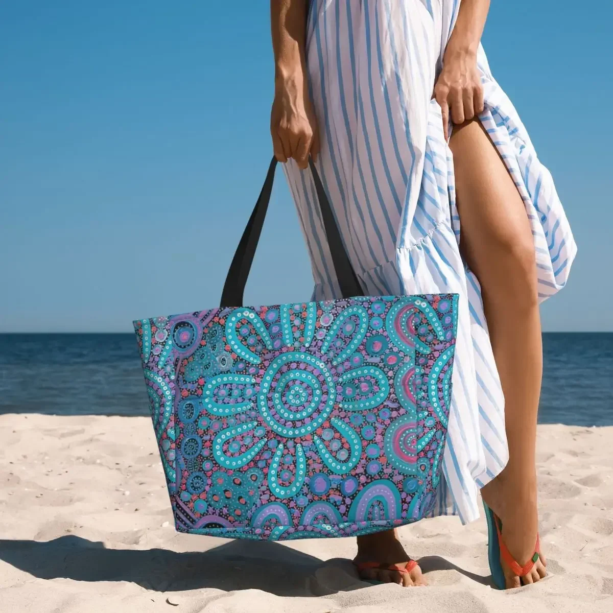 Bolsa de viaje de playa para reunión familiar, bolso de mano de gran capacidad, bolso de hombro diario, patrón de múltiples estilos