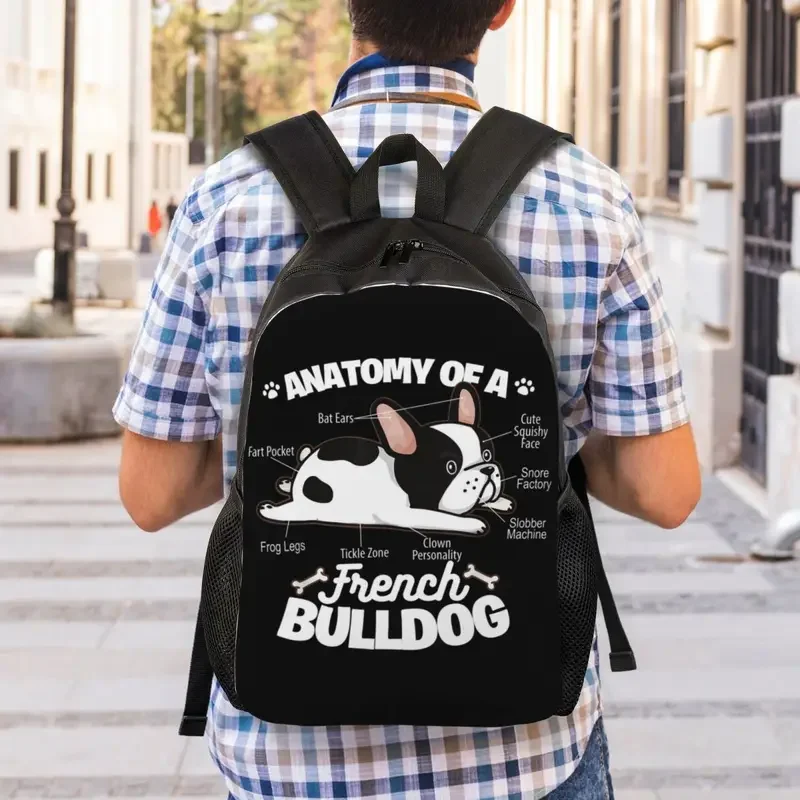 3D-Druck Anatomie einer französischen Bulldogge Rucksäcke für Mädchen Jungen Haustier Tier Hund Schule College Taschen Bücher tasche passt 15 Zoll Laptop