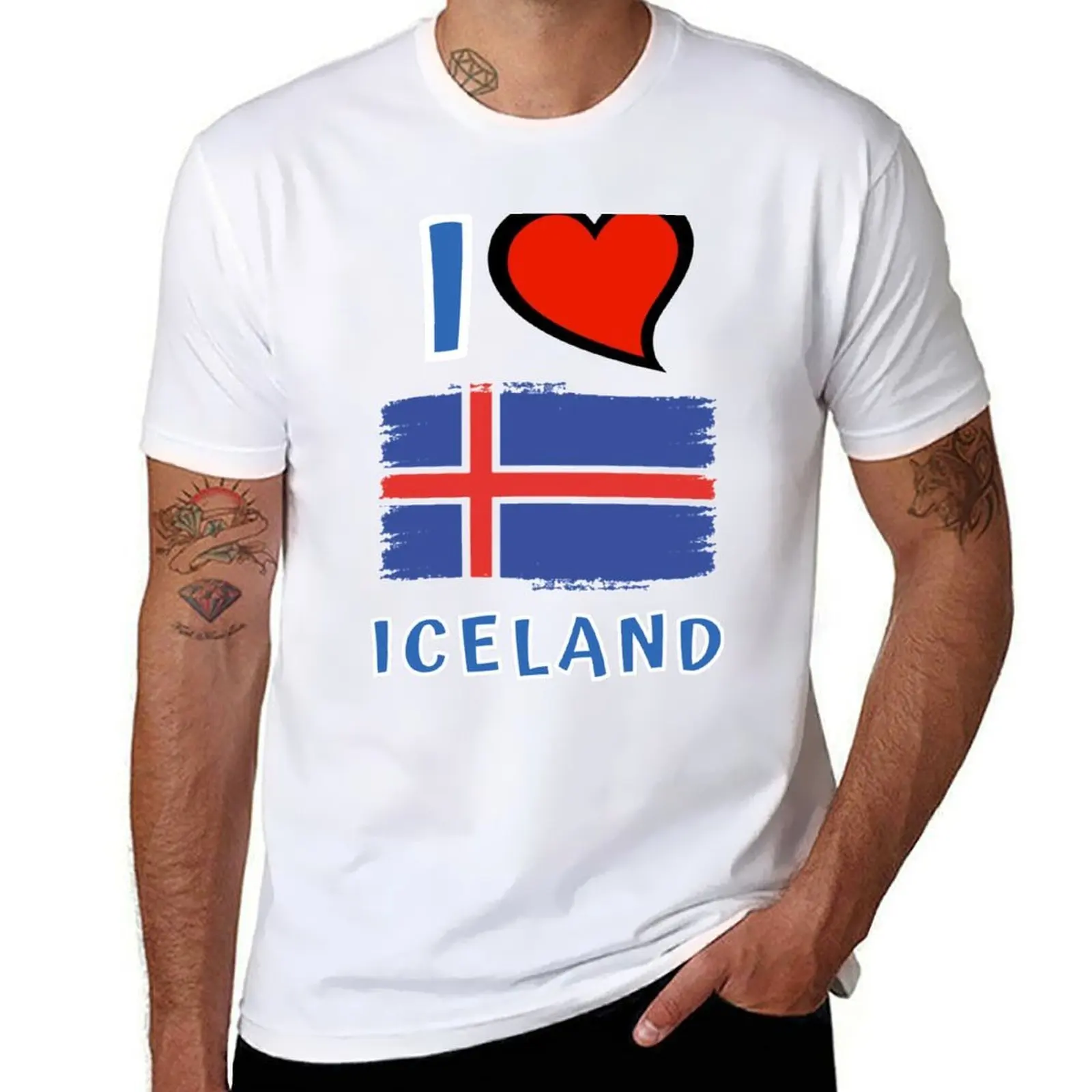 تي شيرت I Heart Iceland تي شيرت رجالي مخصص تي شيرت للرجال