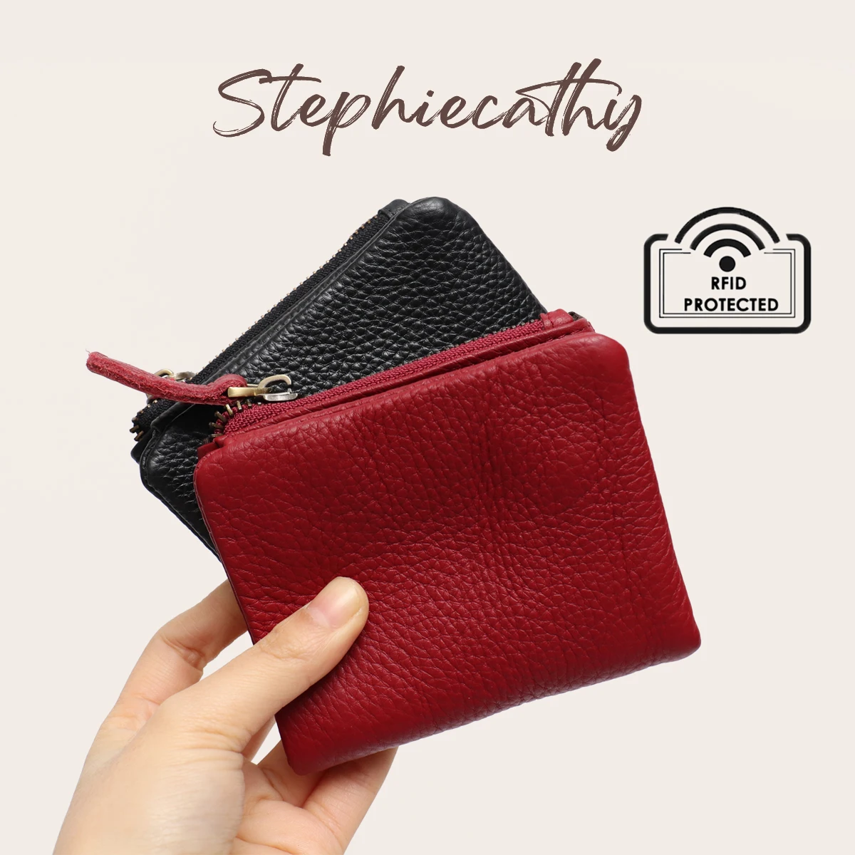 SC Fashion Cowhide Short Wallet For Women Brand Design Functional Zipper Card Holder Female Genuine Leather Change Coin Purses