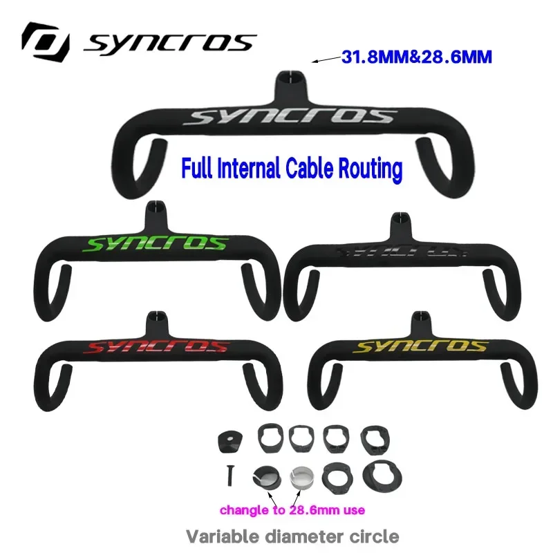 SYNCROS Carbon Road Handlebar 28.6mm 31.8mm Integrated Racing Bike  Handlebars Cycling Bicycle Handlebar carbon Stem 38-44cm