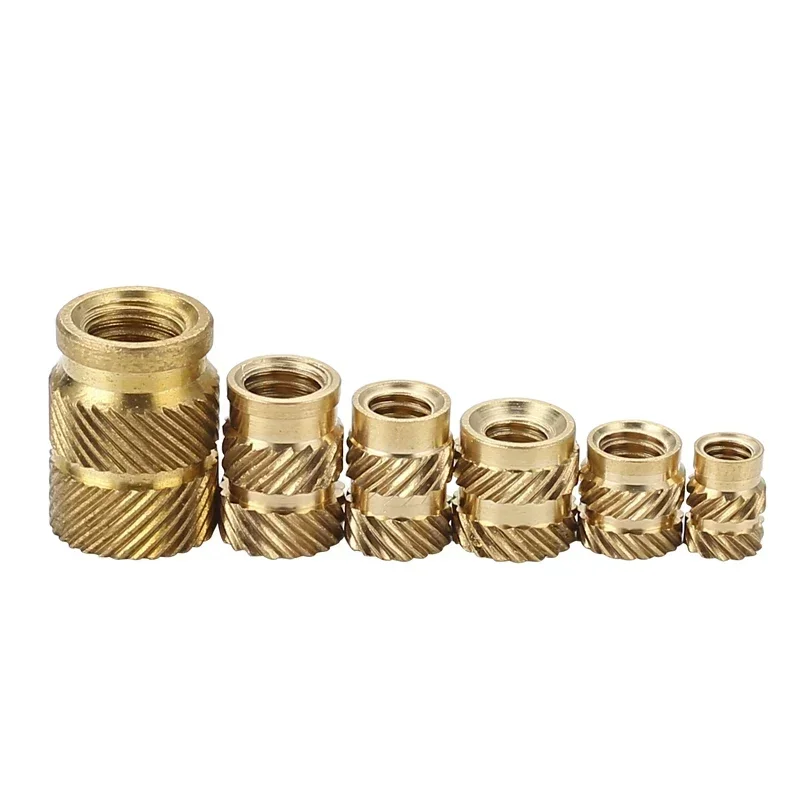 M2.5 Brass Hot Melt Inserts Nut Heating Molding Copper Thread Inset Nuts SL-type Double Twill Knurled Injection Brass Nut 100Pcs