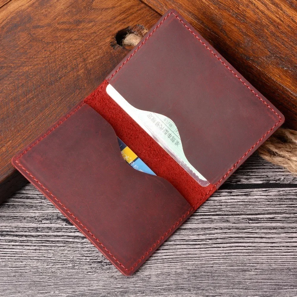 Moterm Men Credit ID Card Holder Rustic Cowhide Leather Customized Business Unisex Wallet Pocket Card Holder Wholesale