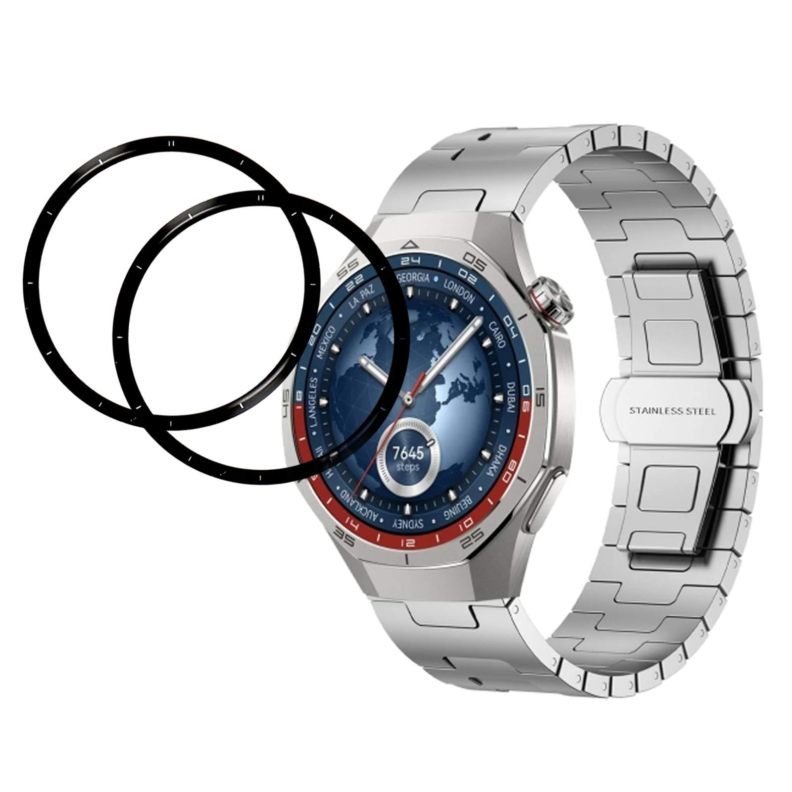 2Pcs  /  Pack For Huawei Watch 5 46mm Screen Protector Smart Watch HD Clear PMMA Film (Black Edge)