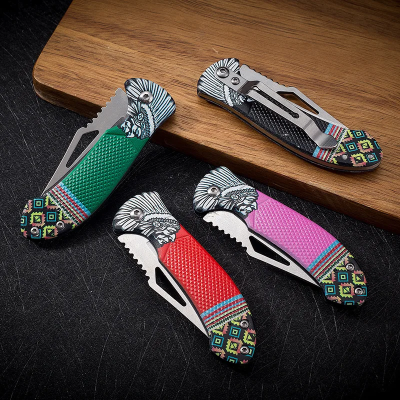 WXCOO Folding Knife Utility Knife Kitchen for Cooking Tools Non-slip handle Stainless Steel Fruit Cutter Vegetable Pocket Knife