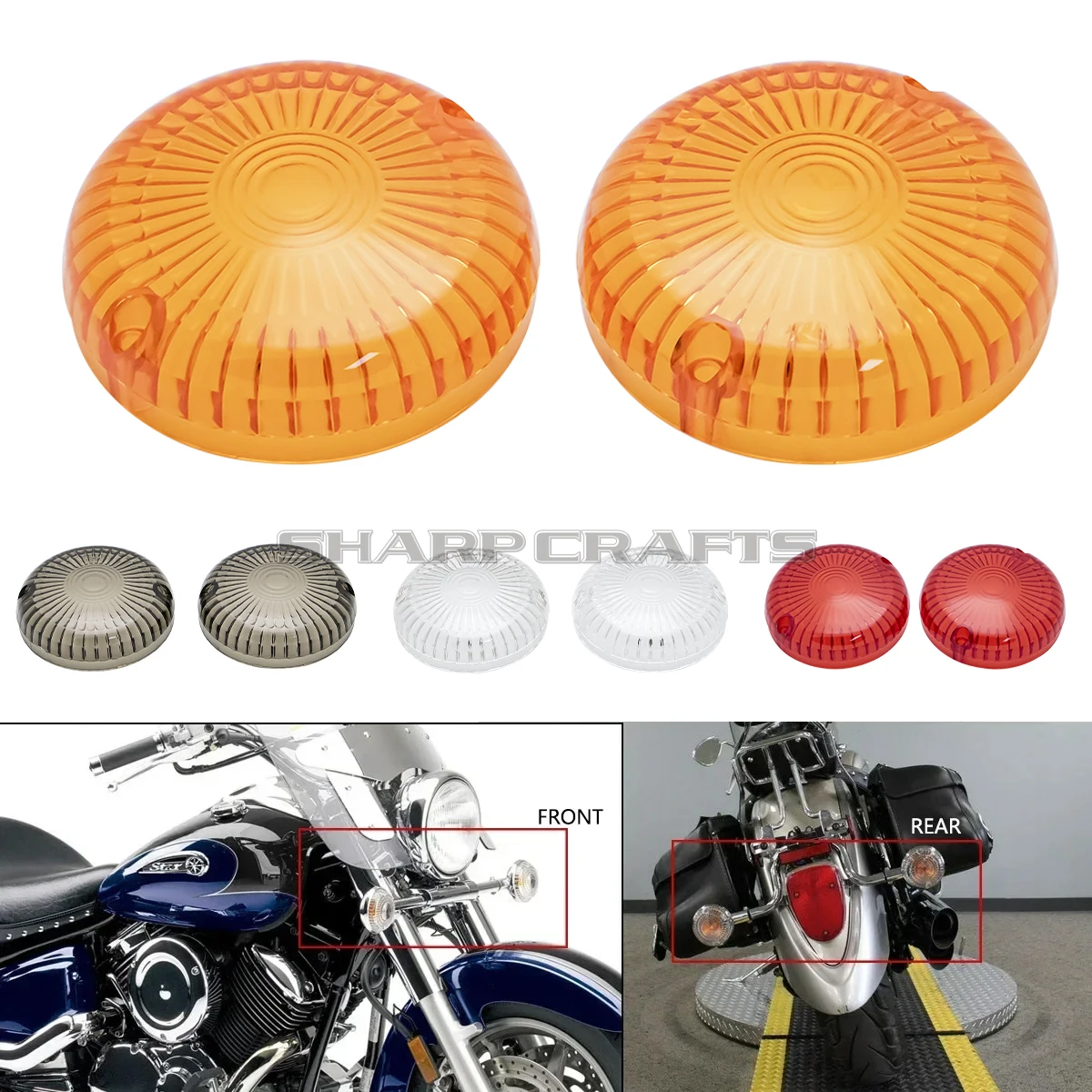 Motorcycle Turn Signals Indicators Lens Cover Front/Rear For Yamaha Cruisers V-Star 1100 650 Classic/Custom/Midnight/Silverado