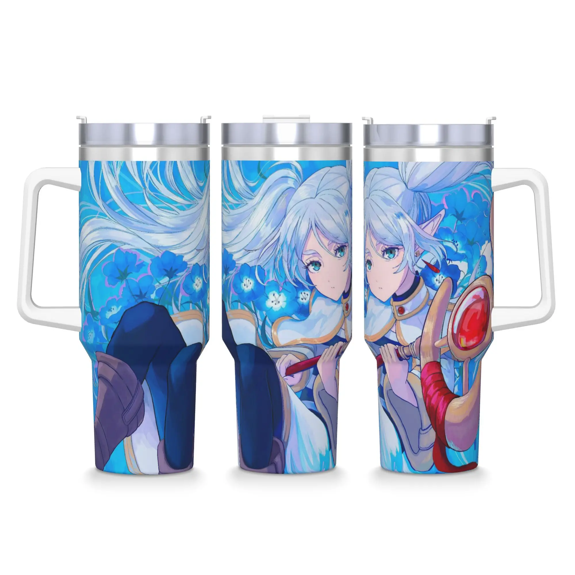 40OZ Stainless Steel Tumbler Frierens Beyond Journey's End Anime Thermal Mug Leakproof Cold and Hot Car Mugs Travel Water Bottle