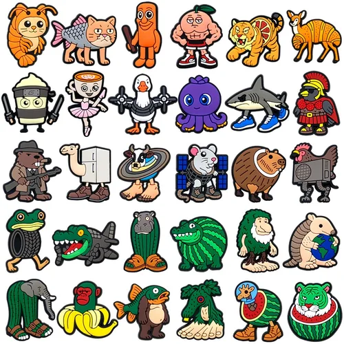 Imagen 2 del producto 8-30 Uds. De abalorios para zapatos de animales divertidos de Brainrot italiano, accesorios, decoraciones para zapatos para niños, aptos para pulsera, zuecos, sandalias, regalos para niños