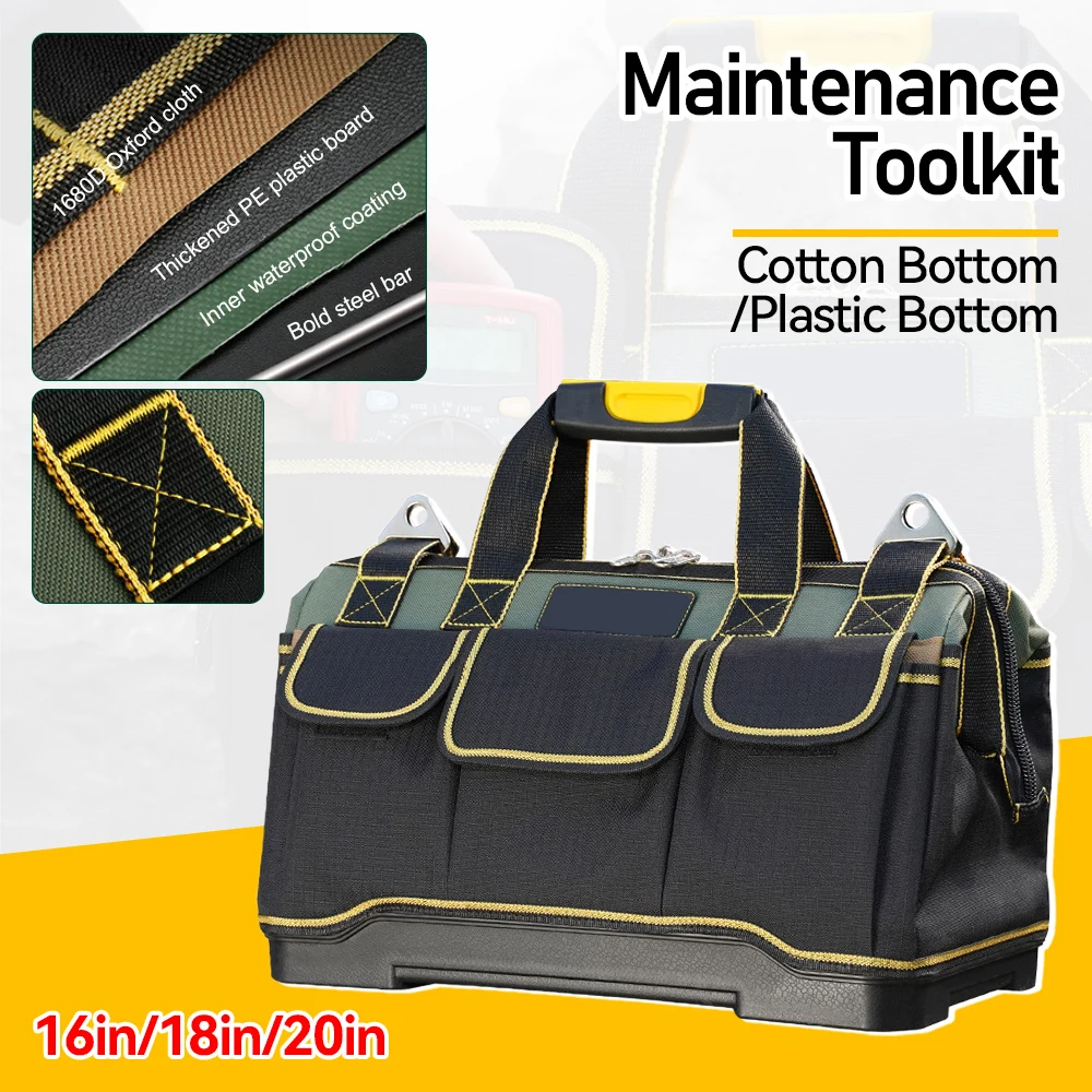 16/18/20 inch Tool Bag Waterproof Tools Storage Bag Large Capacity Electrician Tools Multi-Pocket Carpentry Repair Organizer Box