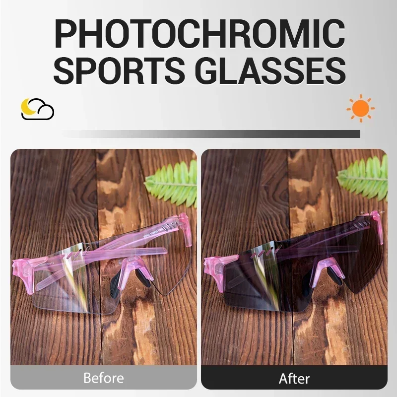 SCVCN Photochromic Cycling Glasses Men Women Clear Mountain Bike Sunglasses MTB Bicycle Riding Sports Triathlon Running