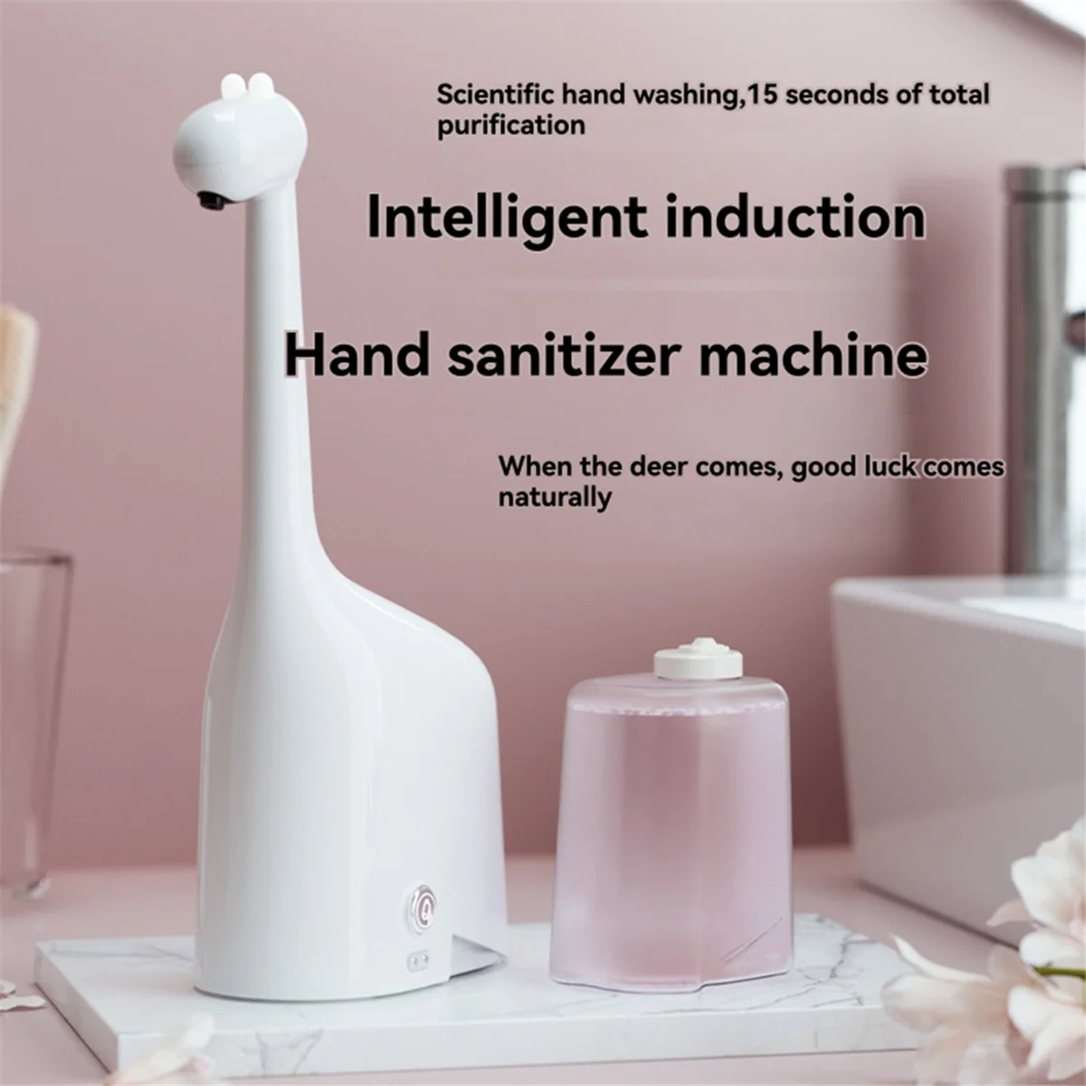 ABXHH เครื่องจ่ายสบู่อัตโนมัติความจุขนาดใหญ่ Touchless เครื่องจ่ายสบู่โฟมไฟฟ้าเครื่องจ่ายสบู่โฟมสีชมพู