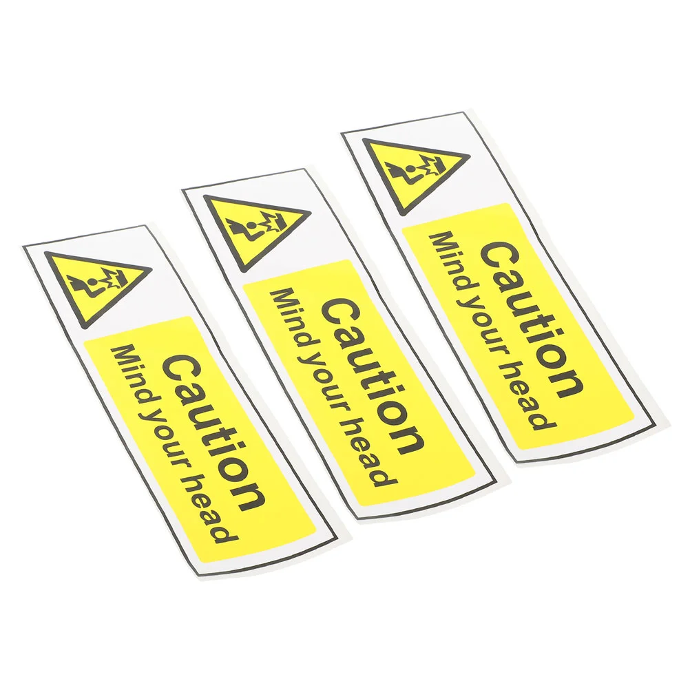 3 Pcs Label Signage Stickers Watch Your Head Signs Decal Pvc Low Overhead Clearance Warning