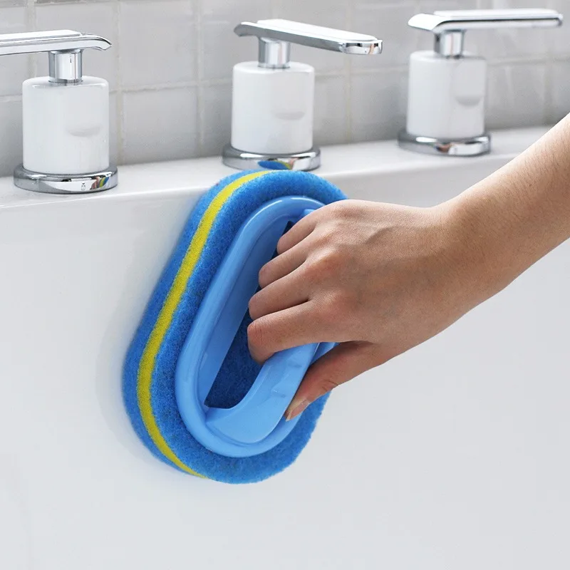 Cleaning Brush With Handle For Kitchen Bathroom Bathtub Thickened Durable Strong Scrubbing  Sponge Wiping For Kitchen