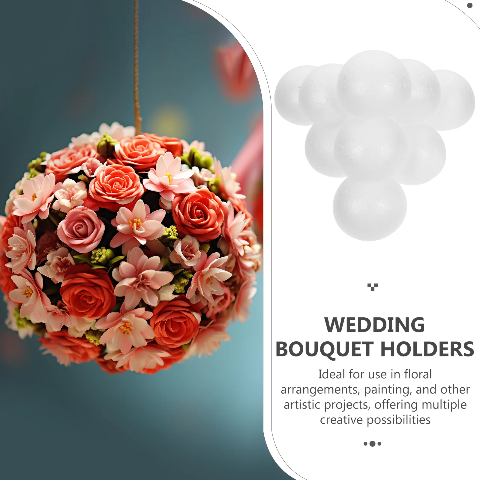 12 Pcs Flower Bouquet Foam Hemisphere Unfinished Foams Crafts Unpainted Model Half Ball Bridal Bouquets Handle White Bride