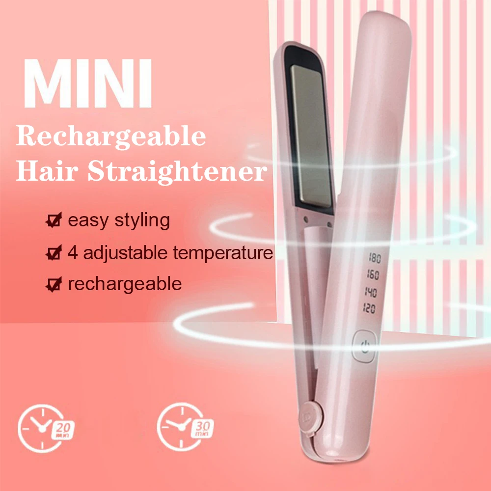 

Wireless Hair Straightener Mini Curling Iron Fast Warm-up Ceramic Straightening Styling Tool Four-gear Temperature Adjustment