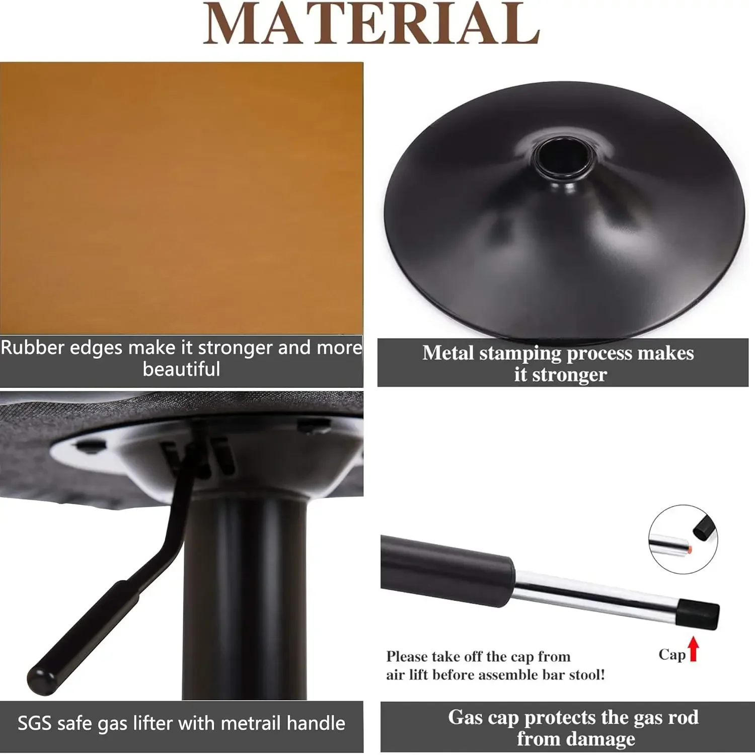 Juego de 2 taburetes de bar giratorios, silla de bar ajustable de cuero vintage de mediados de siglo con respaldo y reposapiés, kit de pub moderno