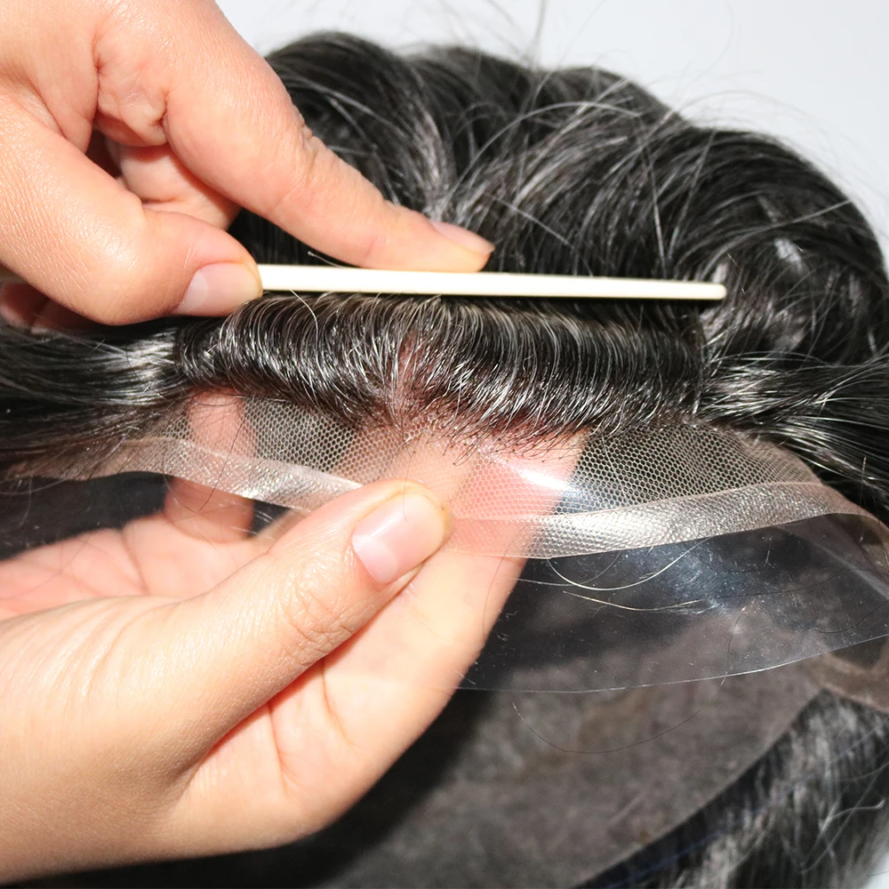 عقدة التبييض غير القابلة للاكتشاف خط الشعر الطبيعي شعر الإنسان الدانتيل و بولي Men الرجال تساقط الشعر التصحيح استبدال الشعرية الاصطناعية الشعر المستعار #2