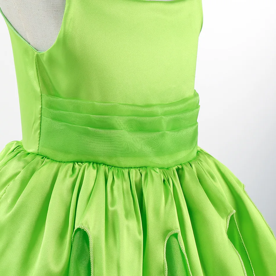 Tinker Bell Fairy Dress for Toddler Elf Cosplay Off Shoulder Knee Length Summer Princess Fancy Costume Girls Halloween Apparel