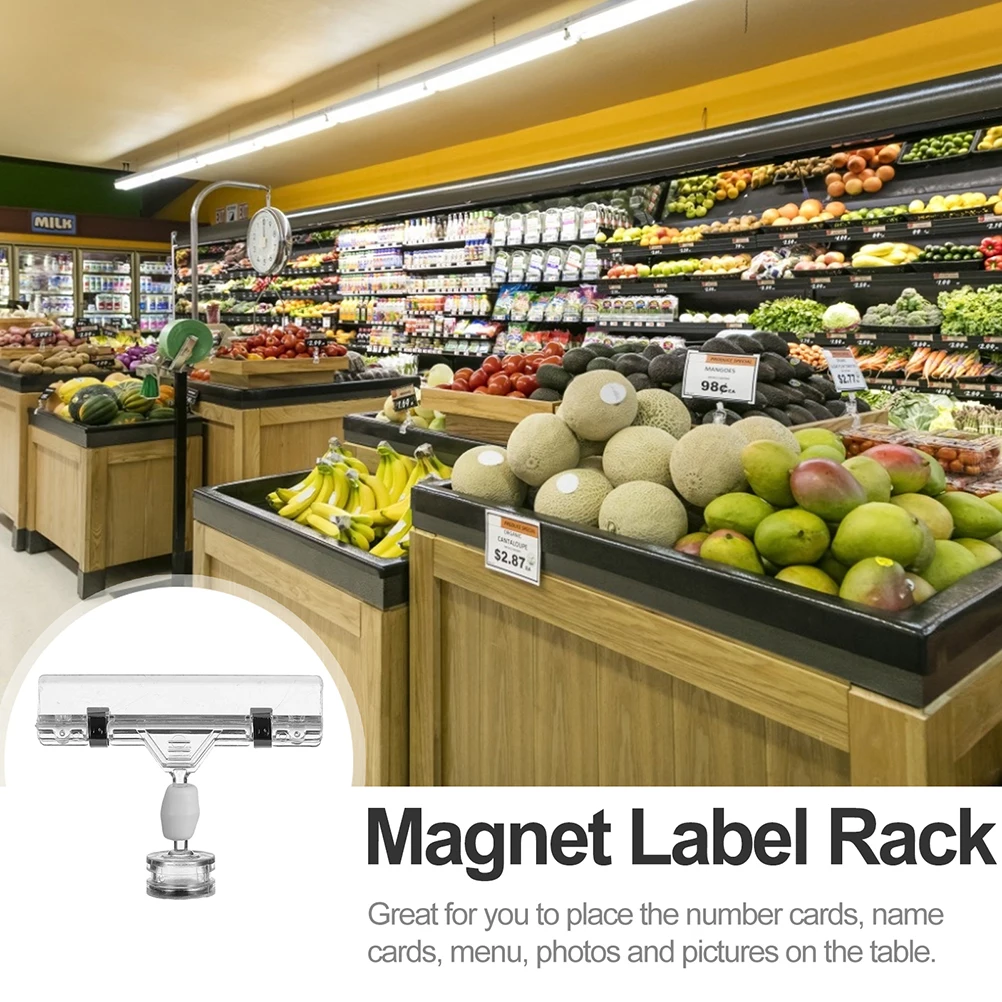 

4pcs Transparent Magnetic Label Racks Price Tag Clips For Shopping Malls Display Stands Sign Holders Lightweight Easy