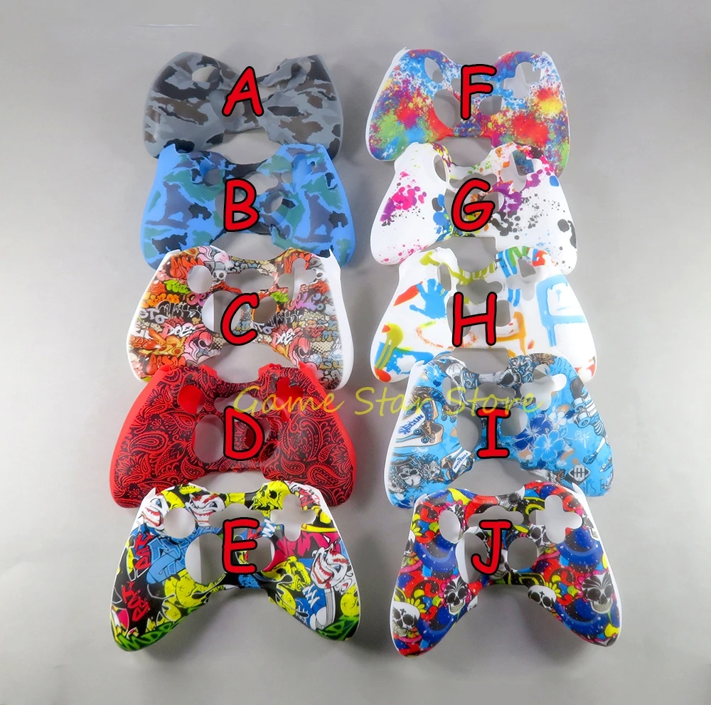 1pc For Xbox 360 Xbox360 Controller Water Transfer Printing Silicone Rubber Case Protective Cover Skin Game Accessories