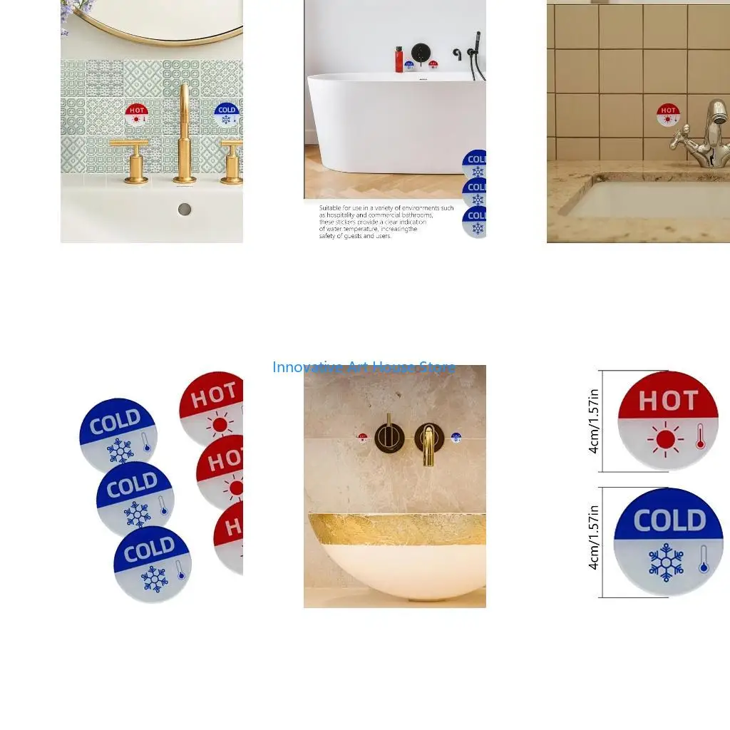 E1PC Convenient Water Temperature Stickers Easy to Apply Stickers Water Identification Stickers Easy to Identify Hot & Cold