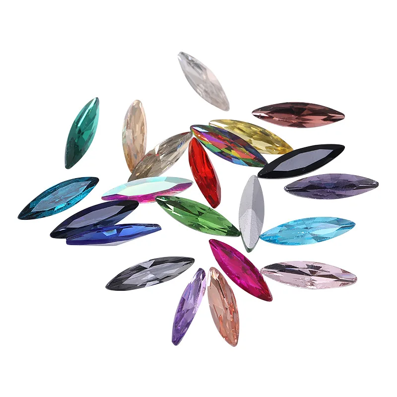 4x15mm Navette Vidro Cristal Pointback Cor Strass Olho de Cavalo Strass Pedras roupas artesanato Fabricação de Jóias