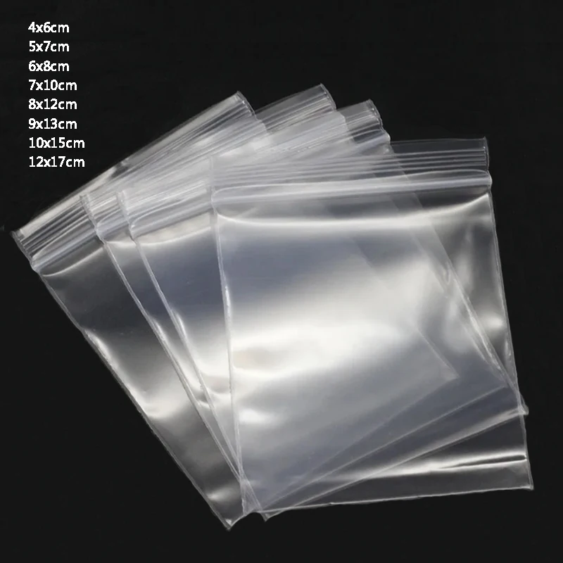 30-100pcs/bag 4*6/5*7/6*8/7*10/8*12cm Zipped Lock Reclosable Plastic Poly Clear Bags Bulk Jewelry Craft Accessory Packaging