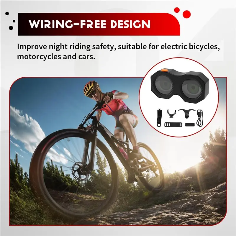Bicycle Demon Eye Tail Light Electric Bike Demon Eye Tail Light Rechargeable Demon Eye Wireless Demon Eye Dual-Eye
